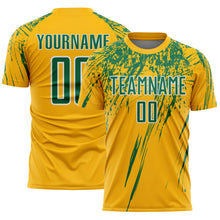 Load image into Gallery viewer, Custom Gold Kelly Green-White Splash Sports Sublimation Soccer Uniform Jersey