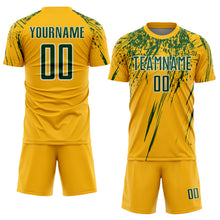 Laden Sie das Bild in den Galerie-Viewer, Custom Gold Green-White Splash Sports Sublimation Soccer Uniform Jersey