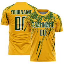 Laden Sie das Bild in den Galerie-Viewer, Custom Gold Green-White Splash Sports Sublimation Soccer Uniform Jersey