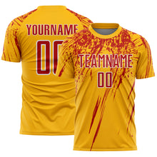Load image into Gallery viewer, Custom Gold Red-White Splash Sports Sublimation Soccer Uniform Jersey