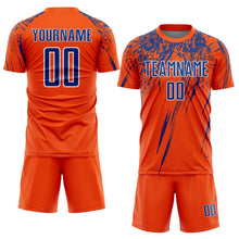 Загрузить изображение в средство просмотра галереи, Custom Orange Royal-White Splash Sports Sublimation Soccer Uniform Jersey