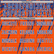 Загрузить изображение в средство просмотра галереи, Custom Orange Royal-White Splash Sports Sublimation Soccer Uniform Jersey