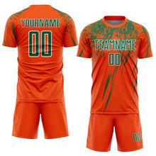 Загрузить изображение в средство просмотра галереи, Custom Orange Kelly Green-White Splash Sports Sublimation Soccer Uniform Jersey