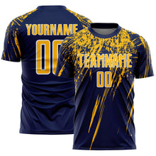 Load image into Gallery viewer, Custom Navy Gold-White Splash Sports Sublimation Soccer Uniform Jersey