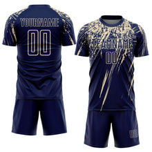 Загрузить изображение в средство просмотра галереи, Custom Navy Cream Splash Sports Sublimation Soccer Uniform Jersey
