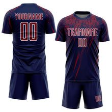 Load image into Gallery viewer, Custom Navy Crimson-White Splash Sports Sublimation Soccer Uniform Jersey