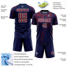 Load image into Gallery viewer, Custom Navy Crimson-White Splash Sports Sublimation Soccer Uniform Jersey