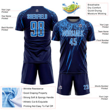 Load image into Gallery viewer, Custom Navy Powder Blue-White Splash Sports Sublimation Soccer Uniform Jersey