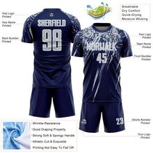 Загрузить изображение в средство просмотра галереи, Custom Navy Silver-White Splash Sports Sublimation Soccer Uniform Jersey