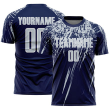 Загрузить изображение в средство просмотра галереи, Custom Navy Silver-White Splash Sports Sublimation Soccer Uniform Jersey