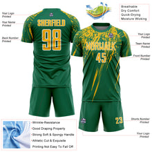 Load image into Gallery viewer, Custom Kelly Green Gold-White Splash Sports Sublimation Soccer Uniform Jersey