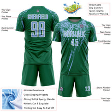 Load image into Gallery viewer, Custom Kelly Green Light Blue-White Splash Sports Sublimation Soccer Uniform Jersey