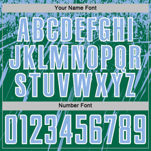 Load image into Gallery viewer, Custom Kelly Green Light Blue-White Splash Sports Sublimation Soccer Uniform Jersey