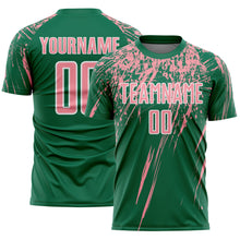 Load image into Gallery viewer, Custom Kelly Green Medium Pink-White Splash Sports Sublimation Soccer Uniform Jersey