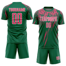 Load image into Gallery viewer, Custom Kelly Green Neon Pink-White Splash Sports Sublimation Soccer Uniform Jersey
