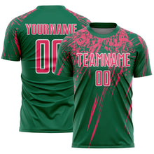 Load image into Gallery viewer, Custom Kelly Green Neon Pink-White Splash Sports Sublimation Soccer Uniform Jersey