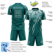 Загрузить изображение в средство просмотра галереи, Custom Teal White Splash Sports Sublimation Soccer Uniform Jersey