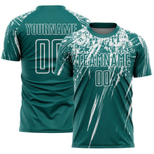 Загрузить изображение в средство просмотра галереи, Custom Teal White Splash Sports Sublimation Soccer Uniform Jersey