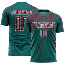 Загрузить изображение в средство просмотра галереи, Custom Teal Crimson-White Splash Sports Sublimation Soccer Uniform Jersey