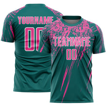Загрузить изображение в средство просмотра галереи, Custom Teal Pink-White Splash Sports Sublimation Soccer Uniform Jersey