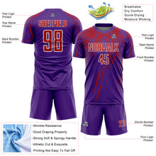 Laden Sie das Bild in den Galerie-Viewer, Custom Purple Red-White Splash Sports Sublimation Soccer Uniform Jersey