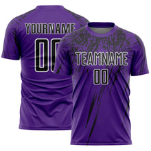 Загрузить изображение в средство просмотра галереи, Custom Purple Black-White Splash Sports Sublimation Soccer Uniform Jersey