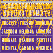 Загрузить изображение в средство просмотра галереи, Custom Purple Gold-White Splash Sports Sublimation Soccer Uniform Jersey