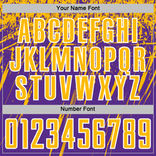 Загрузить изображение в средство просмотра галереи, Custom Purple Gold-White Splash Sports Sublimation Soccer Uniform Jersey