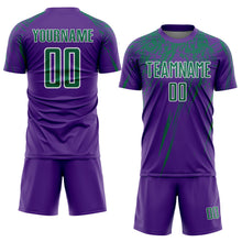 Загрузить изображение в средство просмотра галереи, Custom Purple Kelly Green-White Splash Sports Sublimation Soccer Uniform Jersey