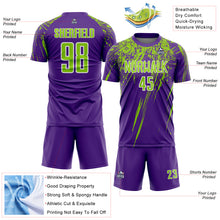 Load image into Gallery viewer, Custom Purple Neon Green-White Splash Sports Sublimation Soccer Uniform Jersey
