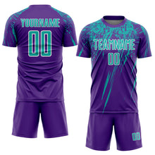 Charger l'image dans la galerie, Custom Purple Aqua-White Splash Sports Sublimation Soccer Uniform Jersey