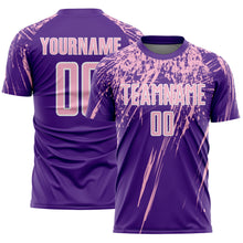 Charger l'image dans la galerie, Custom Purple Light Pink-White Splash Sports Sublimation Soccer Uniform Jersey