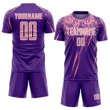 Загрузить изображение в средство просмотра галереи, Custom Purple Medium Pink-White Splash Sports Sublimation Soccer Uniform Jersey