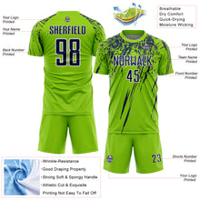 Laden Sie das Bild in den Galerie-Viewer, Custom Neon Green Navy-White Splash Sports Sublimation Soccer Uniform Jersey