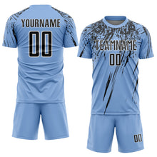 Laden Sie das Bild in den Galerie-Viewer, Custom Light Blue Black-White Splash Sports Sublimation Soccer Uniform Jersey