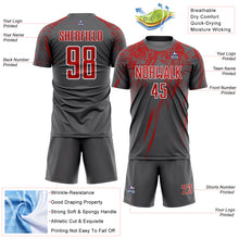 Load image into Gallery viewer, Custom Steel Gray Red-White Splash Sports Sublimation Soccer Uniform Jersey