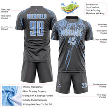 Load image into Gallery viewer, Custom Steel Gray Light Blue-White Splash Sports Sublimation Soccer Uniform Jersey