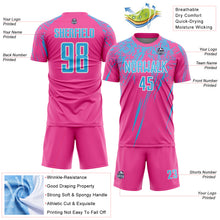 Загрузить изображение в средство просмотра галереи, Custom Pink Sky Blue-White Splash Sports Sublimation Soccer Uniform Jersey