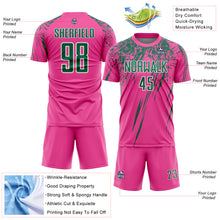 Charger l'image dans la galerie, Custom Pink Kelly Green-White Splash Sports Sublimation Soccer Uniform Jersey