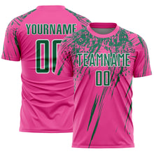 Charger l'image dans la galerie, Custom Pink Kelly Green-White Splash Sports Sublimation Soccer Uniform Jersey