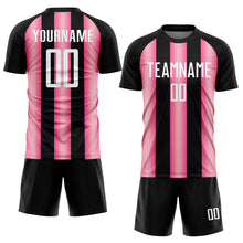 Загрузить изображение в средство просмотра галереи, Custom Black White-Pink Stripes Sports Sublimation Soccer Uniform Jersey
