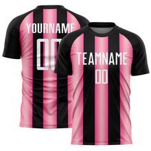 Загрузить изображение в средство просмотра галереи, Custom Black White-Pink Stripes Sports Sublimation Soccer Uniform Jersey