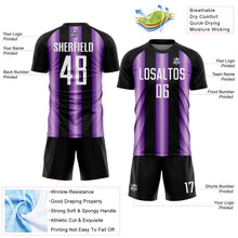 Load image into Gallery viewer, Custom Black White-Purple Stripes Sports Sublimation Soccer Uniform Jersey