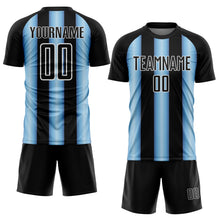 Загрузить изображение в средство просмотра галереи, Custom Black Light Blue-White Argentina Stripes Sports Sublimation Soccer Uniform Jersey