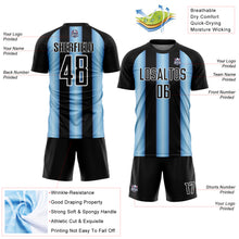 Загрузить изображение в средство просмотра галереи, Custom Black Light Blue-White Argentina Stripes Sports Sublimation Soccer Uniform Jersey