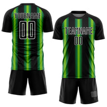 Charger l'image dans la galerie, Custom Black Green-White Stripes Sports Sublimation Soccer Uniform Jersey