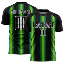 Charger l'image dans la galerie, Custom Black Green-White Stripes Sports Sublimation Soccer Uniform Jersey