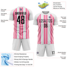 Загрузить изображение в средство просмотра галереи, Custom White Black-Pink Stripes Sports Sublimation Soccer Uniform Jersey