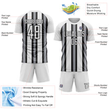 Загрузить изображение в средство просмотра галереи, Custom White Gray-Black Stripes Sports Sublimation Soccer Uniform Jersey