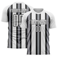 Загрузить изображение в средство просмотра галереи, Custom White Gray-Black Stripes Sports Sublimation Soccer Uniform Jersey